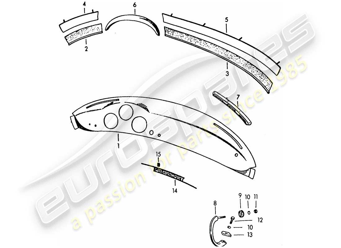 porsche 356/356a (1957) dashboard part diagram