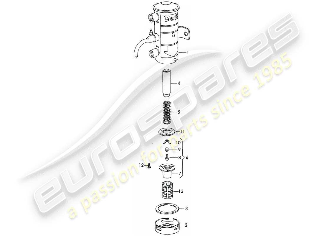 porsche 356b/356c (1962) single parts - for - fuel pump part diagram