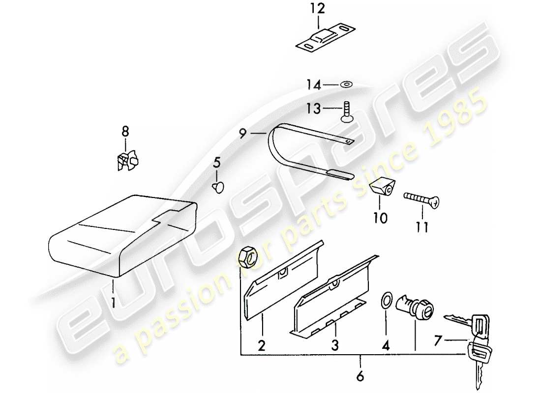 porsche 911 (1971) glove box - d - mj 1971>> part diagram