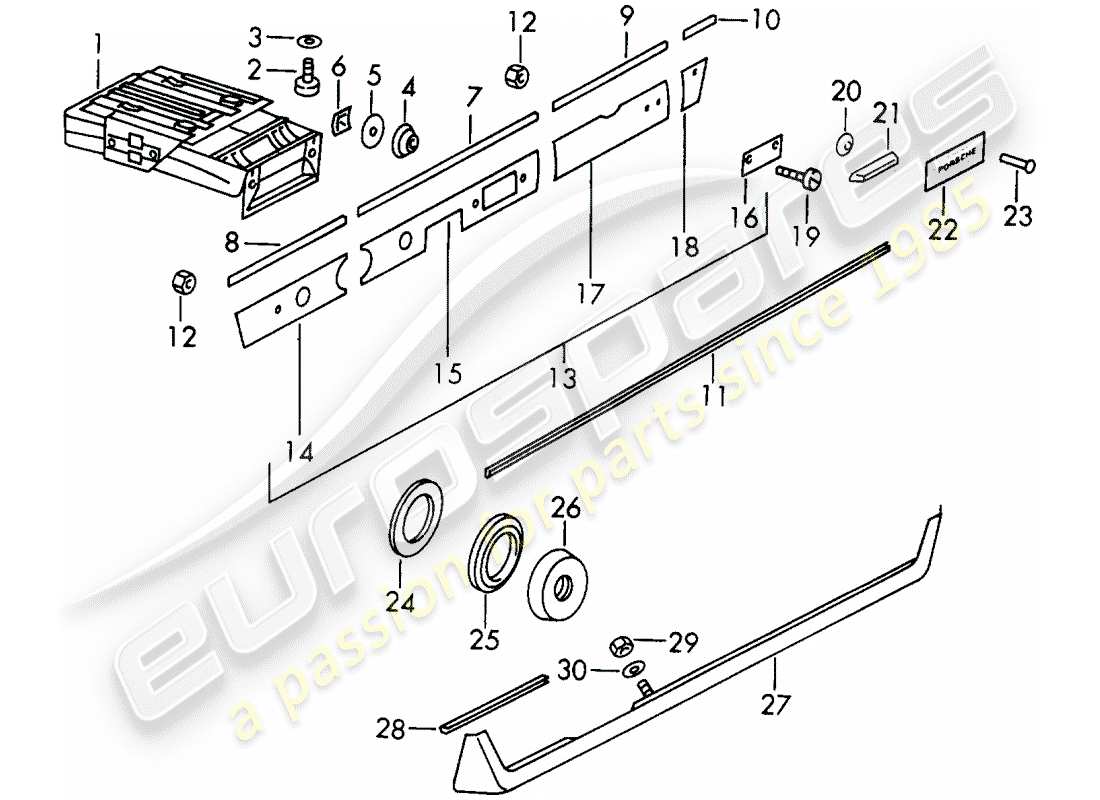 porsche 911/912 (1969) ashtray - trim cover - d >> - mj 1968 part diagram