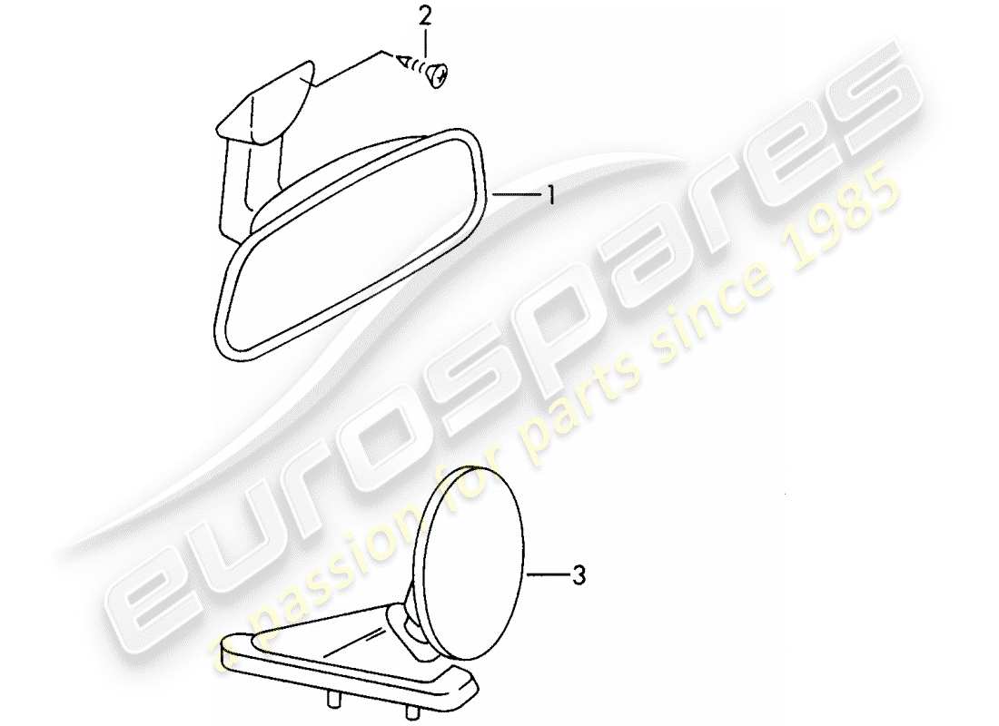 porsche 911/912 (1969) rear view mirror inner - rear view mirror part diagram