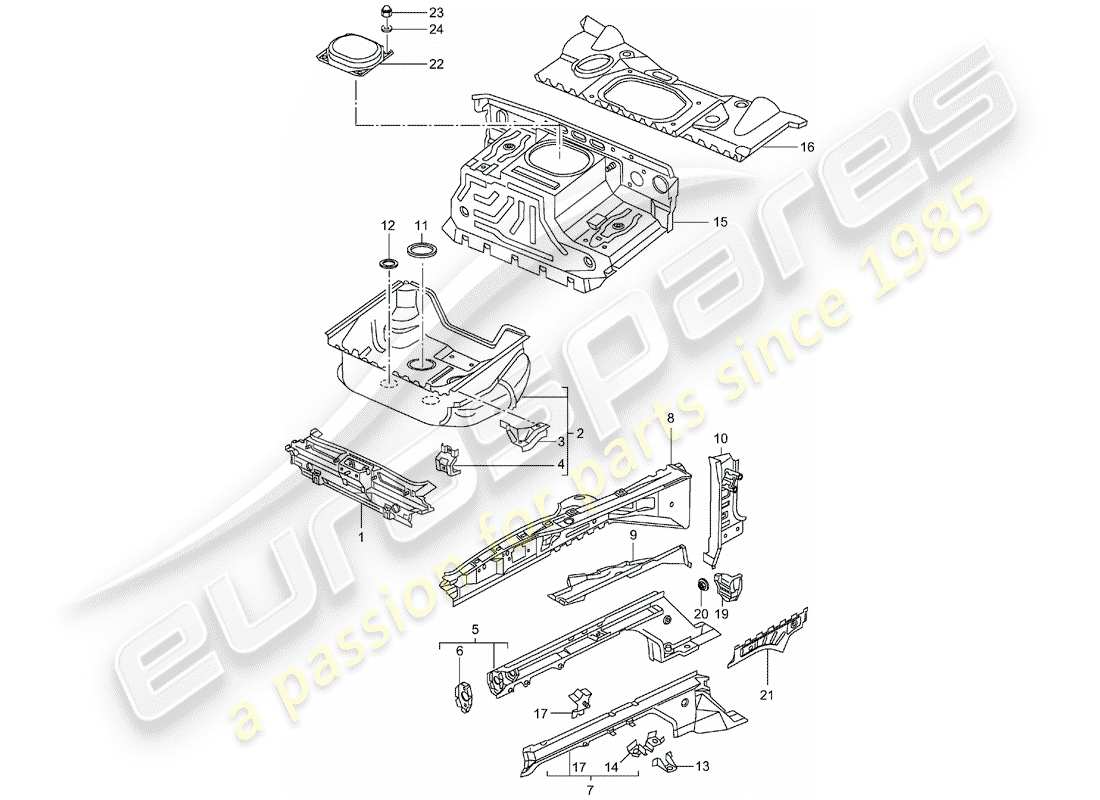 porsche 996 gt3 (2005) front end - single parts part diagram