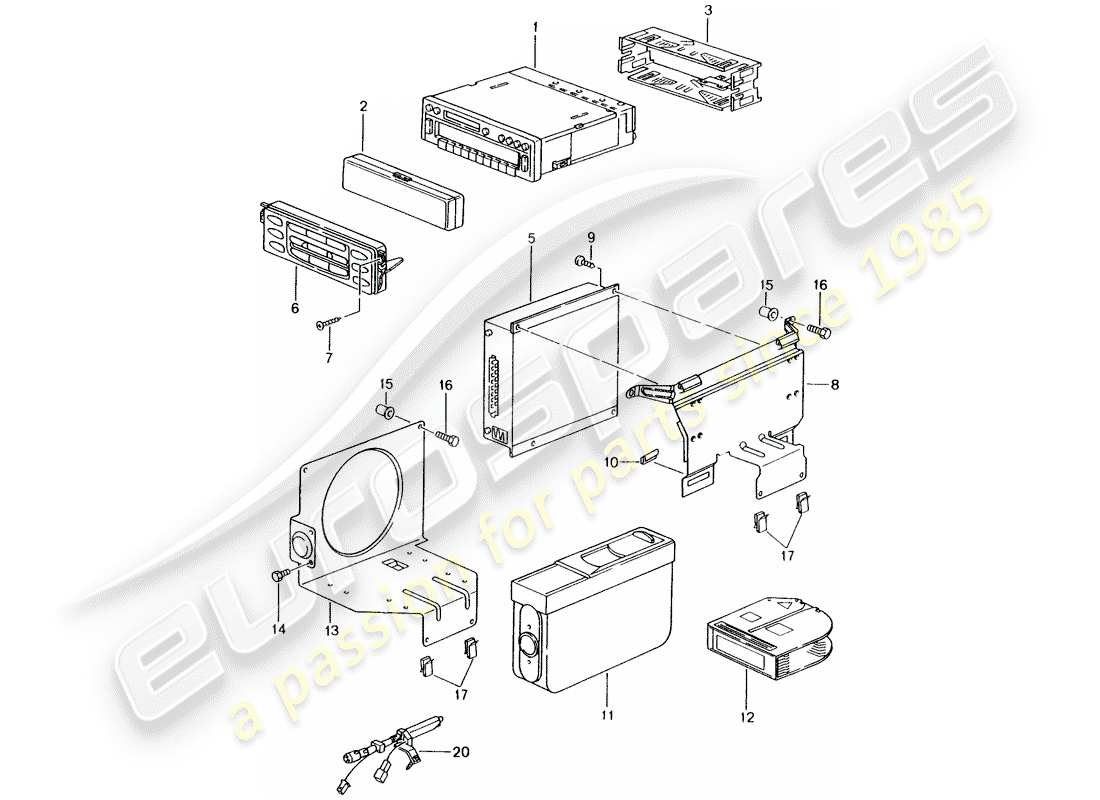 porsche 996 (2002) radio unit - amplifier - d >> - mj 2002 part diagram