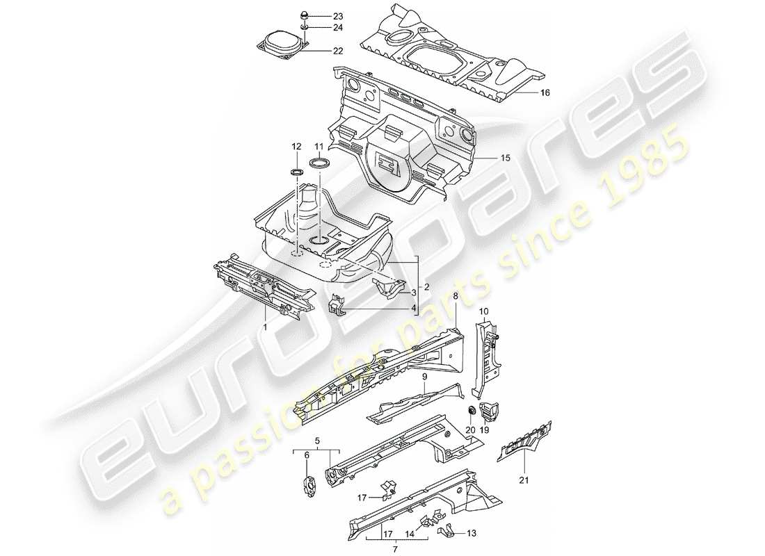 porsche 996 (2002) front end - single parts part diagram