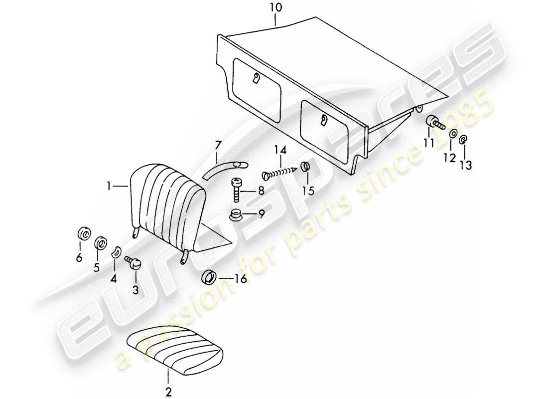 porsche 911/912 (1969) emergency seat part diagram