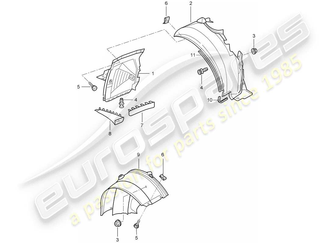 porsche 996 (2004) trims - for - wheel housing - d - mj 2002>> part diagram