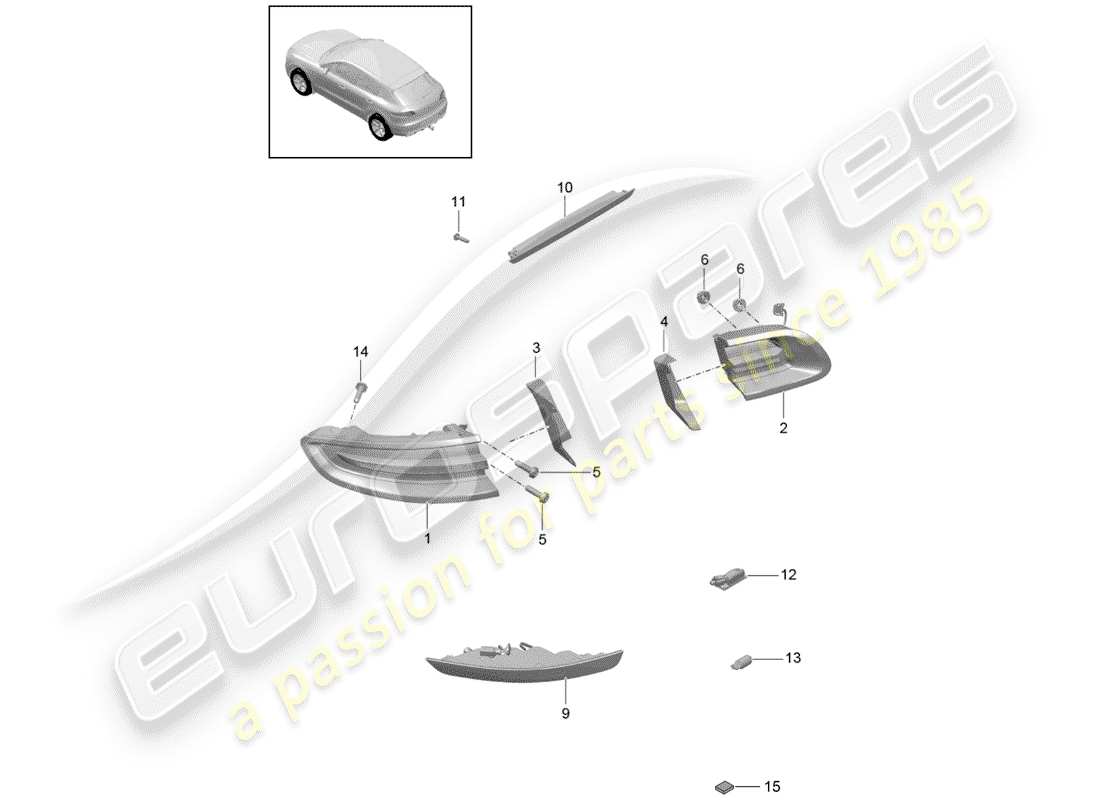 porsche macan (2018) rear light part diagram