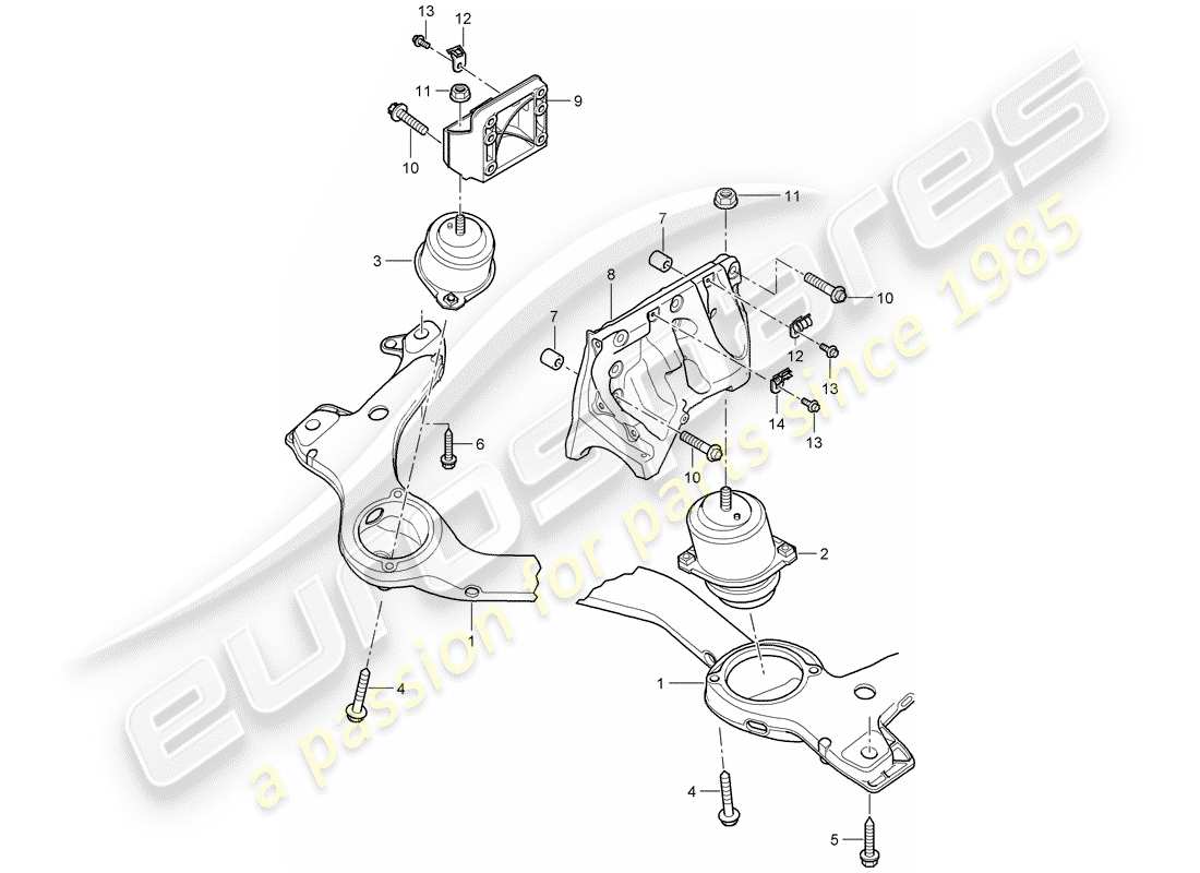 porsche cayenne (2010) engine lifting tackle part diagram