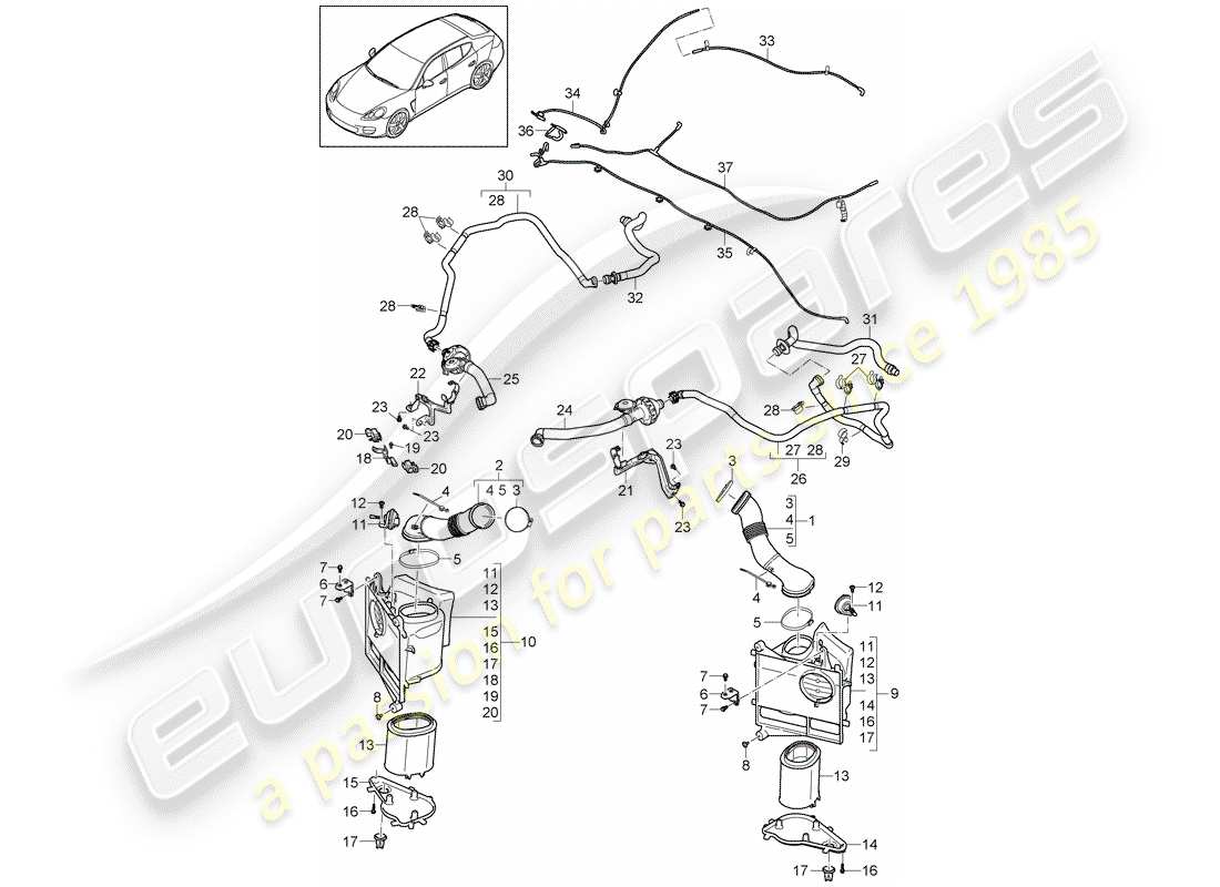 porsche panamera 970 (2010) appendix part diagram