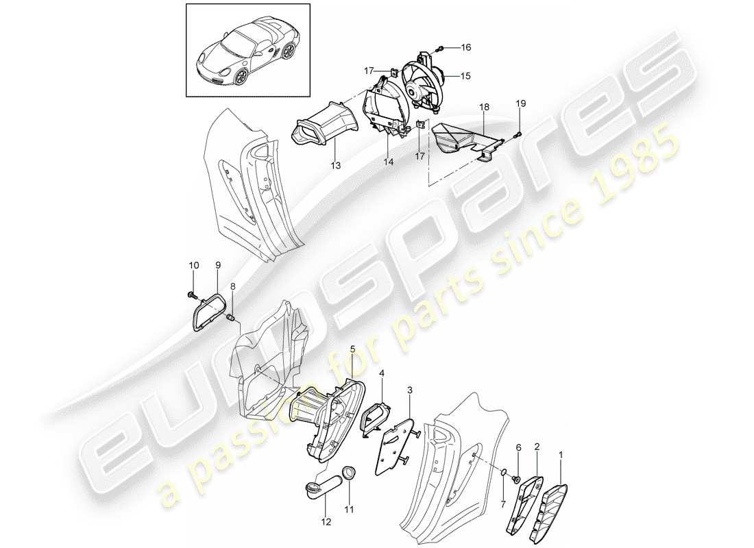 porsche boxster 987 (2010) ventilation part diagram