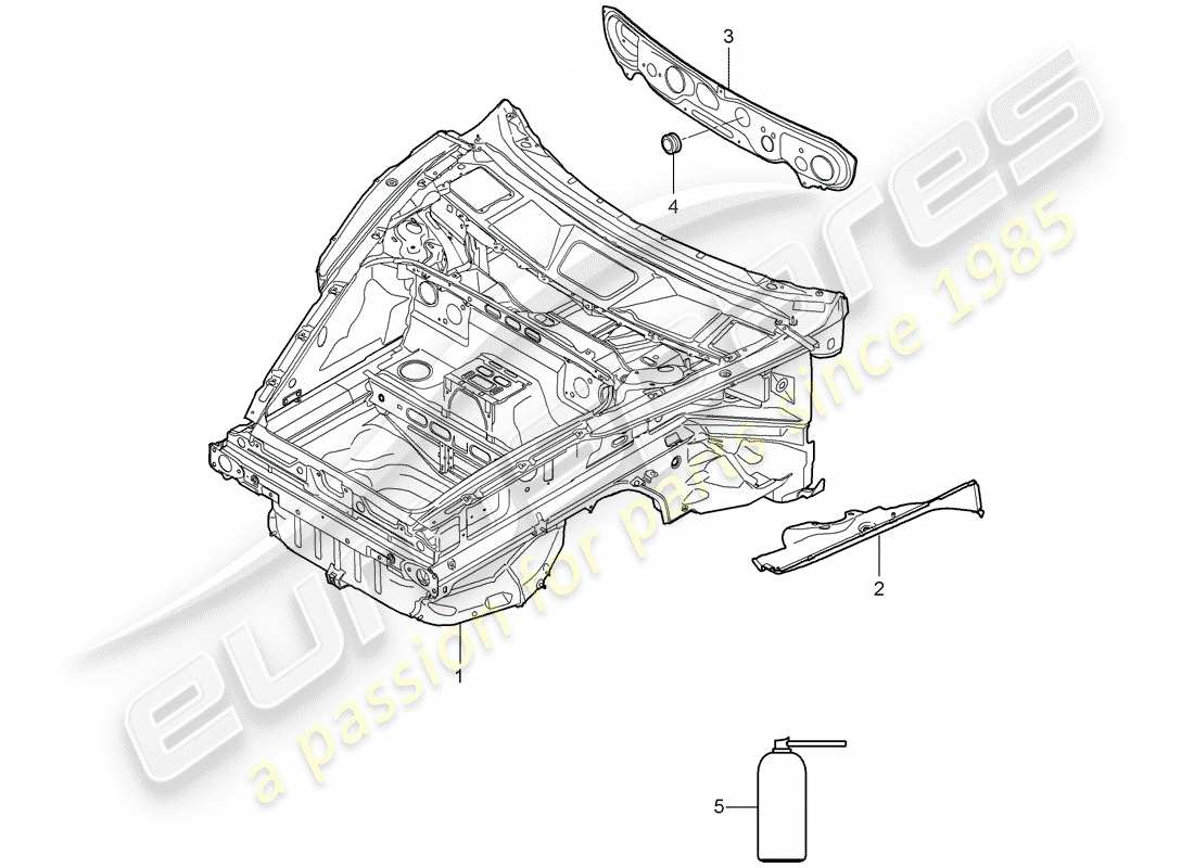 porsche cayman 987 (2008) front end part diagram