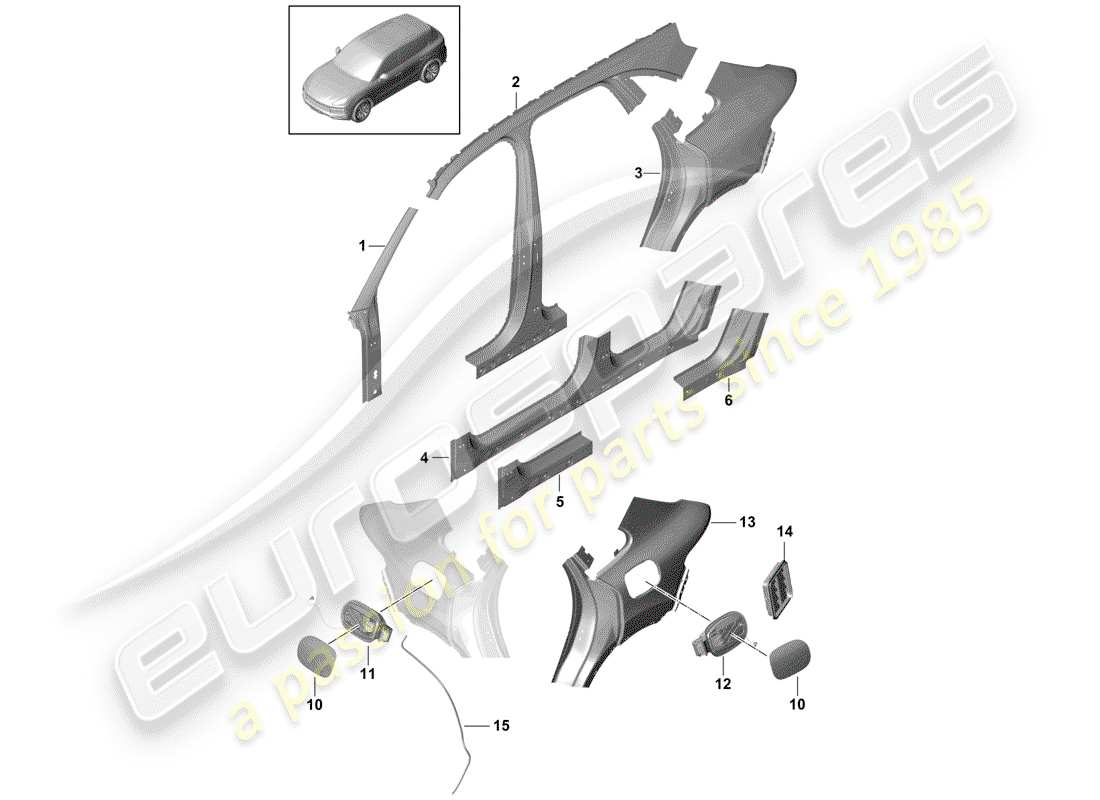 porsche cayenne e3 (2020) side panel part diagram