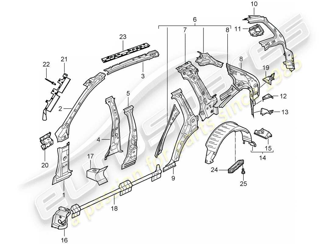 porsche cayenne (2009) side panel part diagram