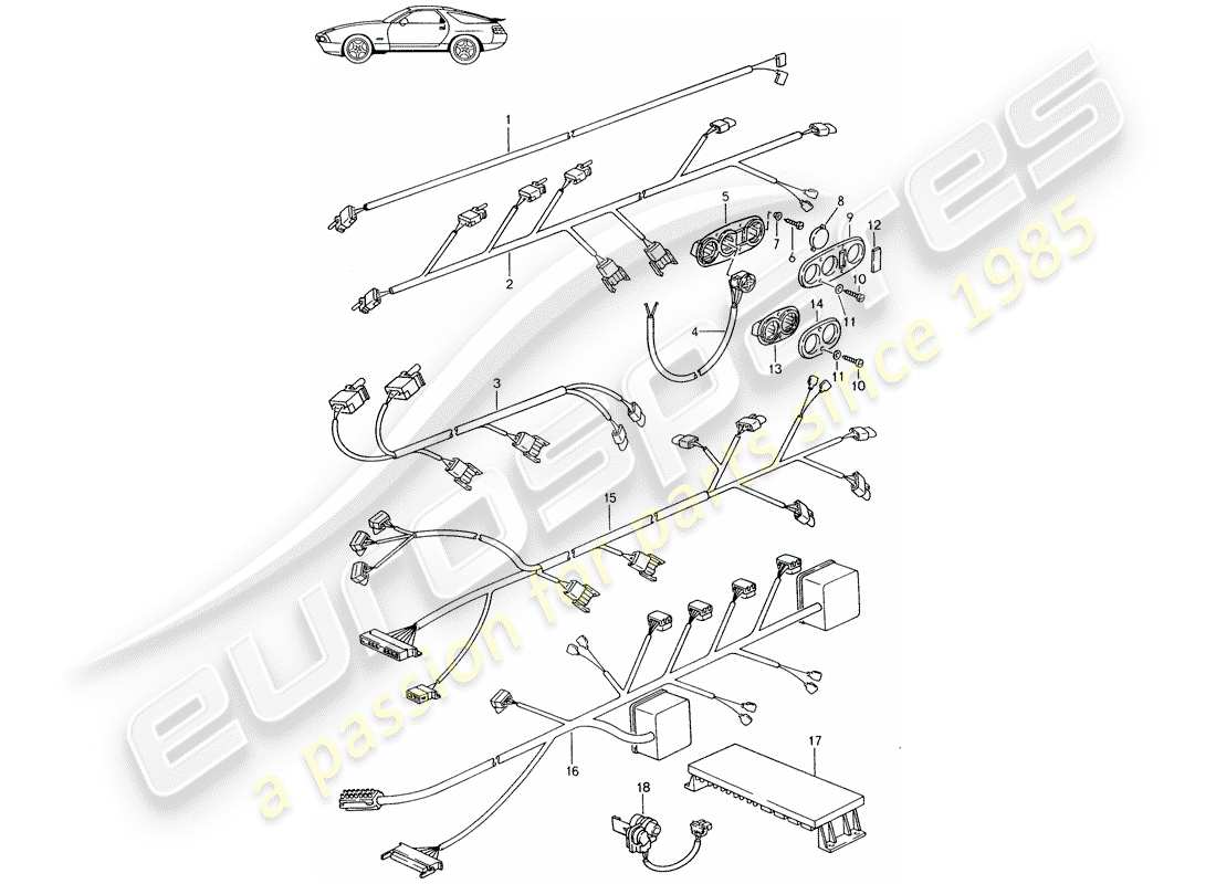 porsche seat 944/968/911/928 (1985) wiring harnesses - switch - seat - d - mj 1987>> part diagram