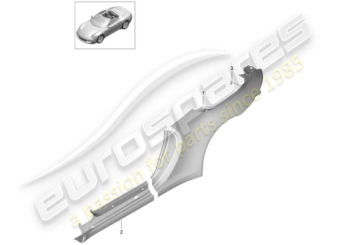 porsche 991 (2015) side panel part diagram