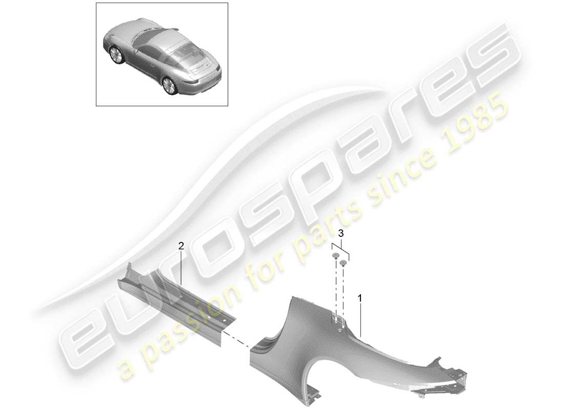 porsche 991 (2012) side panel part diagram