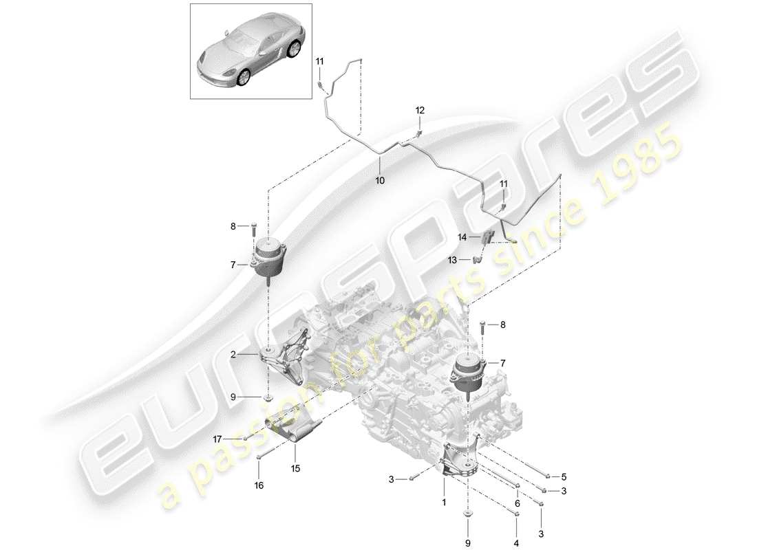 porsche 718 cayman (2020) engine lifting tackle part diagram