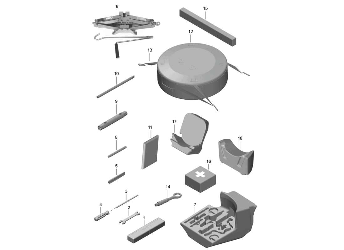 porsche 718 cayman (2020) tool part diagram