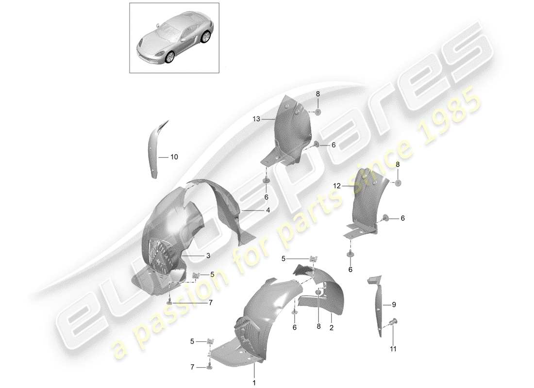 porsche 718 cayman (2020) trims part diagram