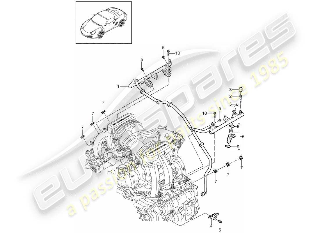 porsche boxster 987 (2010) fuel collection pipe part diagram