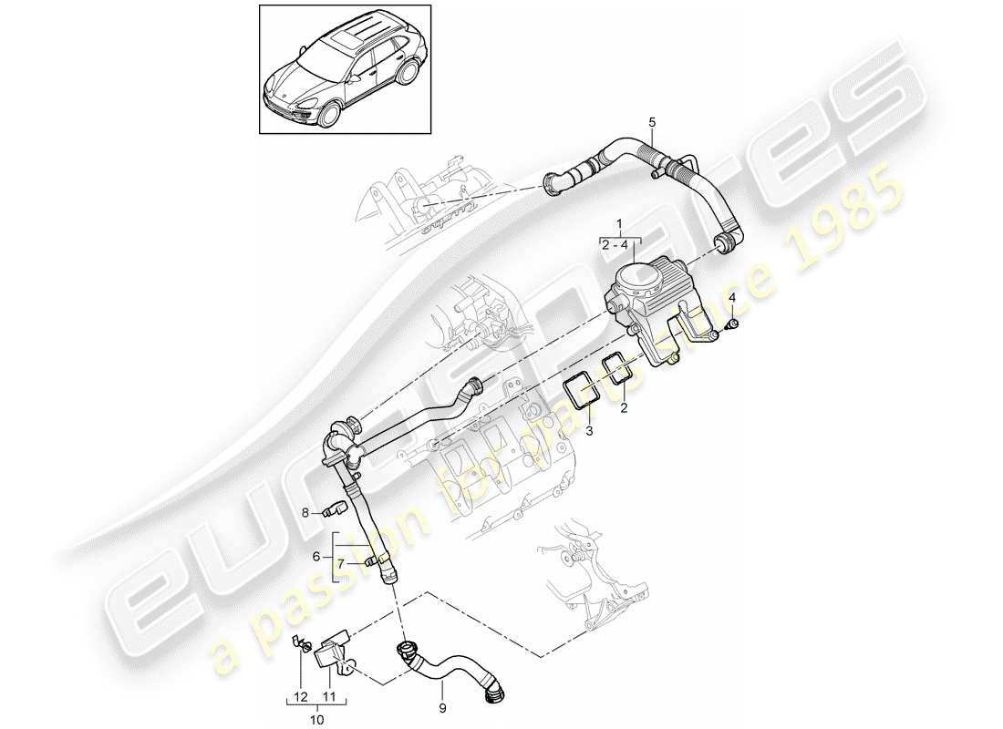 porsche cayenne e2 (2017) crankcase breather part diagram