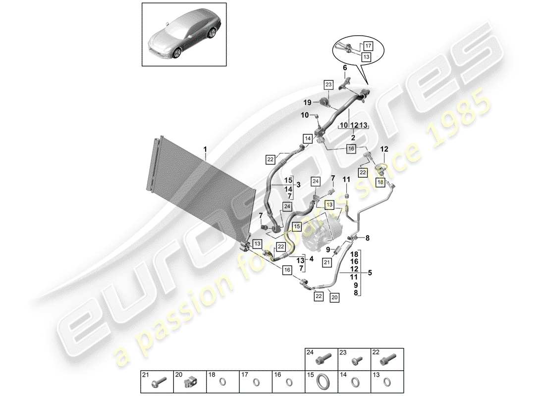 porsche panamera 971 (2019) refrigerant circuit part diagram