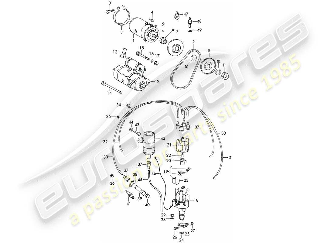 porsche 911/912 (1969) engine electrics part diagram