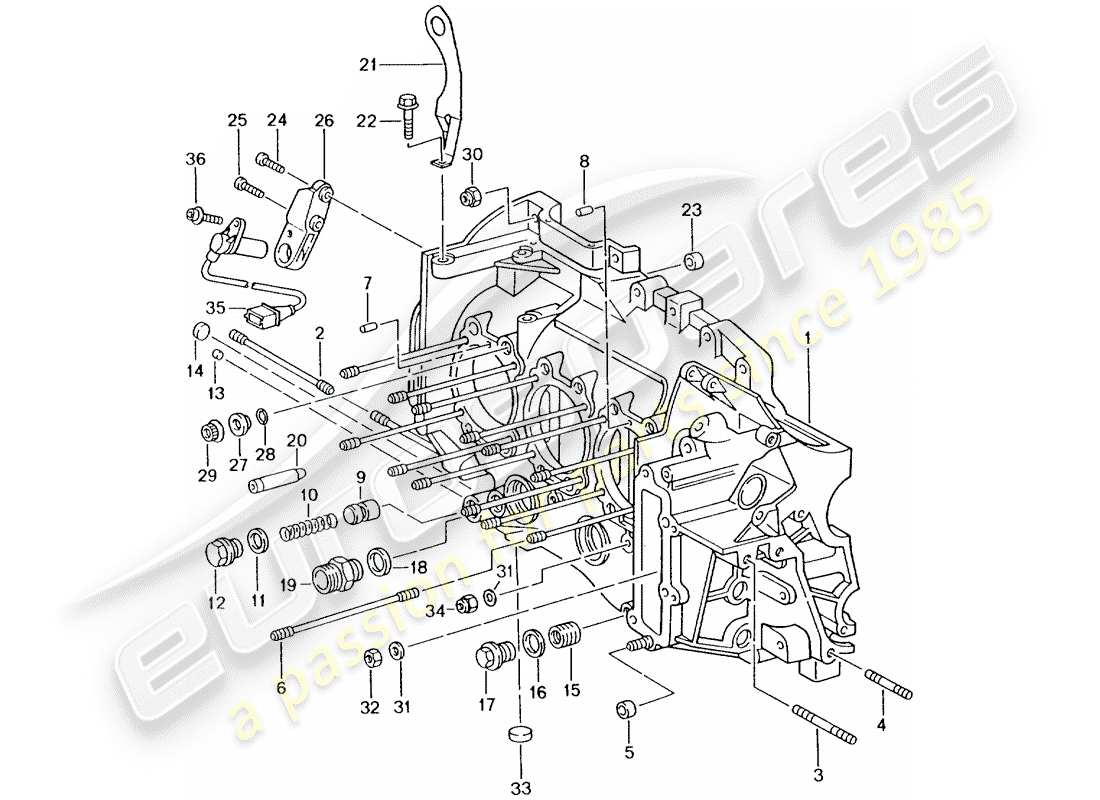 porsche 996 gt3 (2005) crankcase part diagram