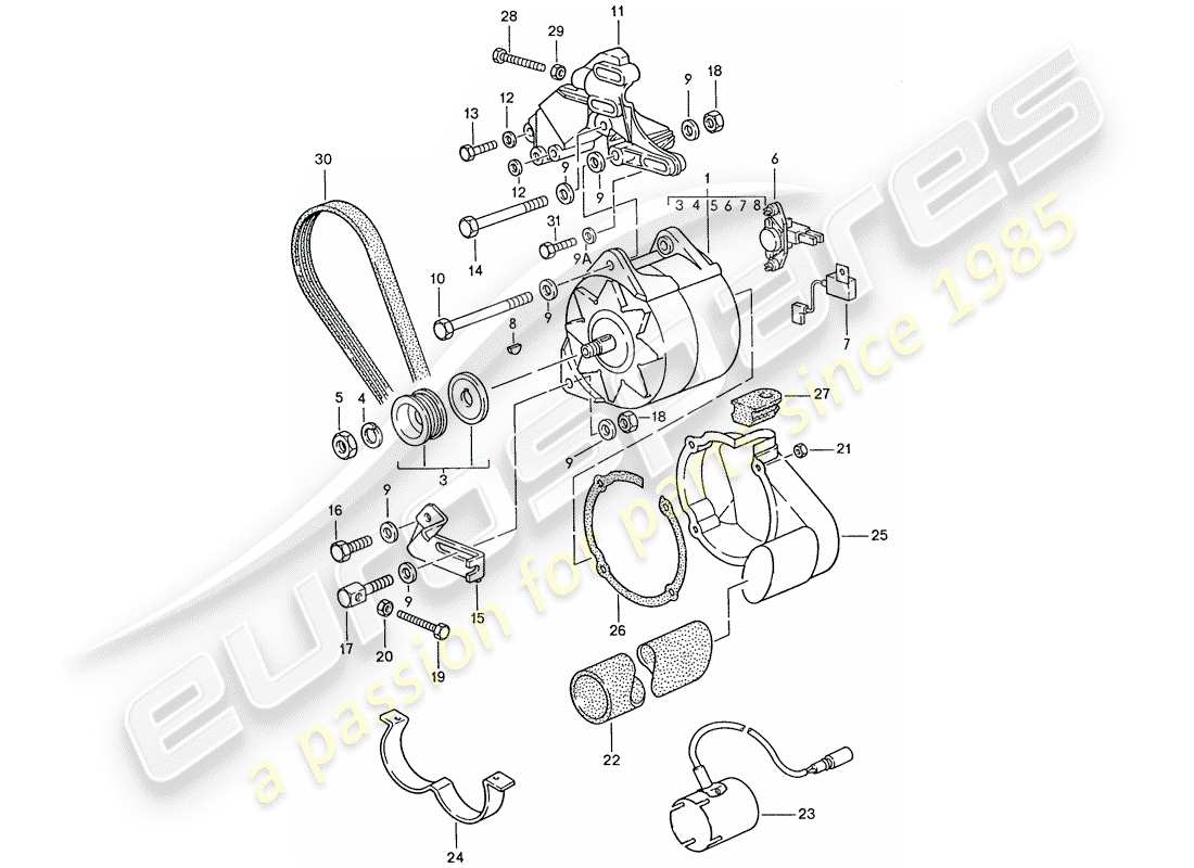 porsche 928 (1989) alternator part diagram