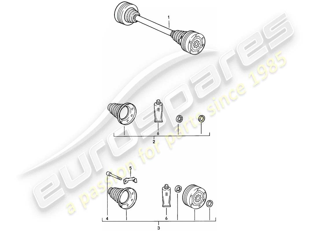 porsche 944 (1983) drive shaft part diagram