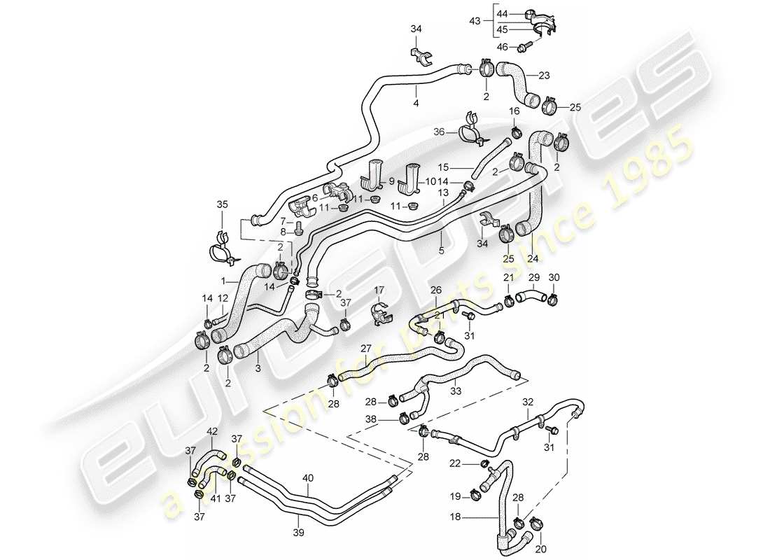 porsche 996 (2004) water cooling part diagram