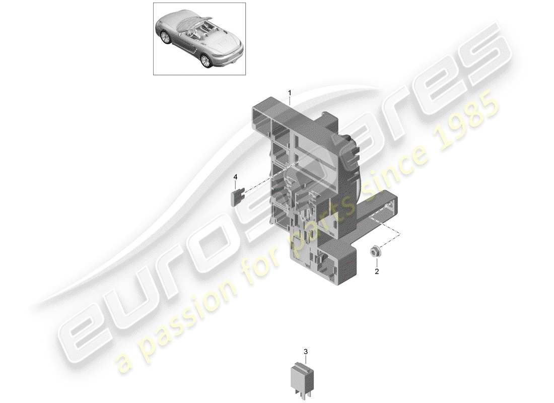 porsche 718 boxster (2020) fuse box/relay plate part diagram