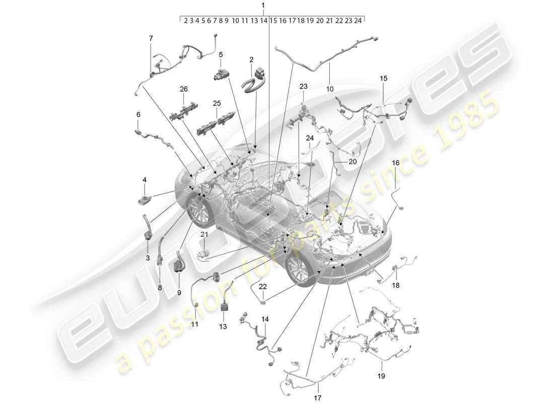 porsche 718 boxster (2020) wiring harnesses part diagram