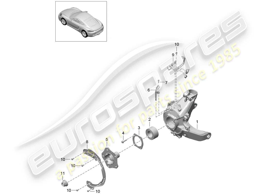 porsche 718 cayman (2020) rear axle part diagram