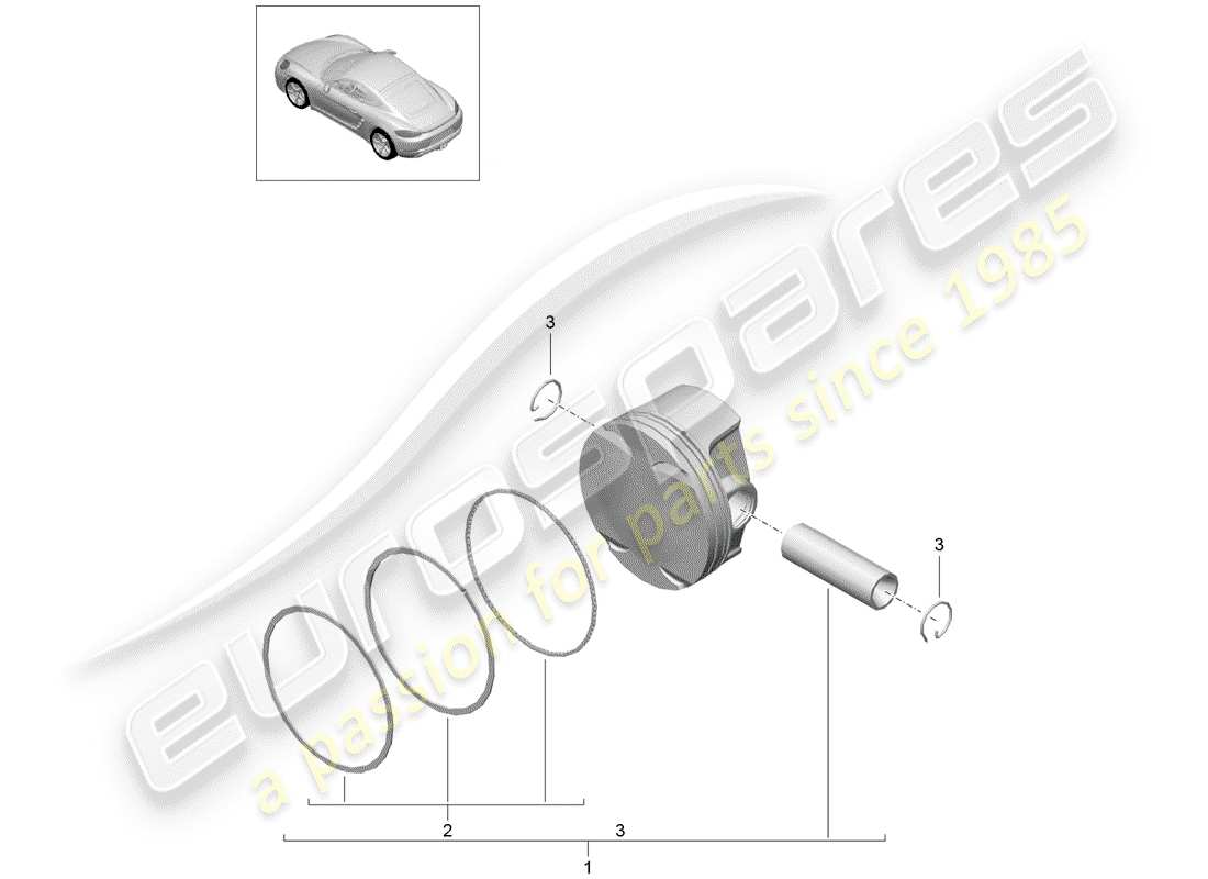 porsche 718 cayman (2020) piston part diagram