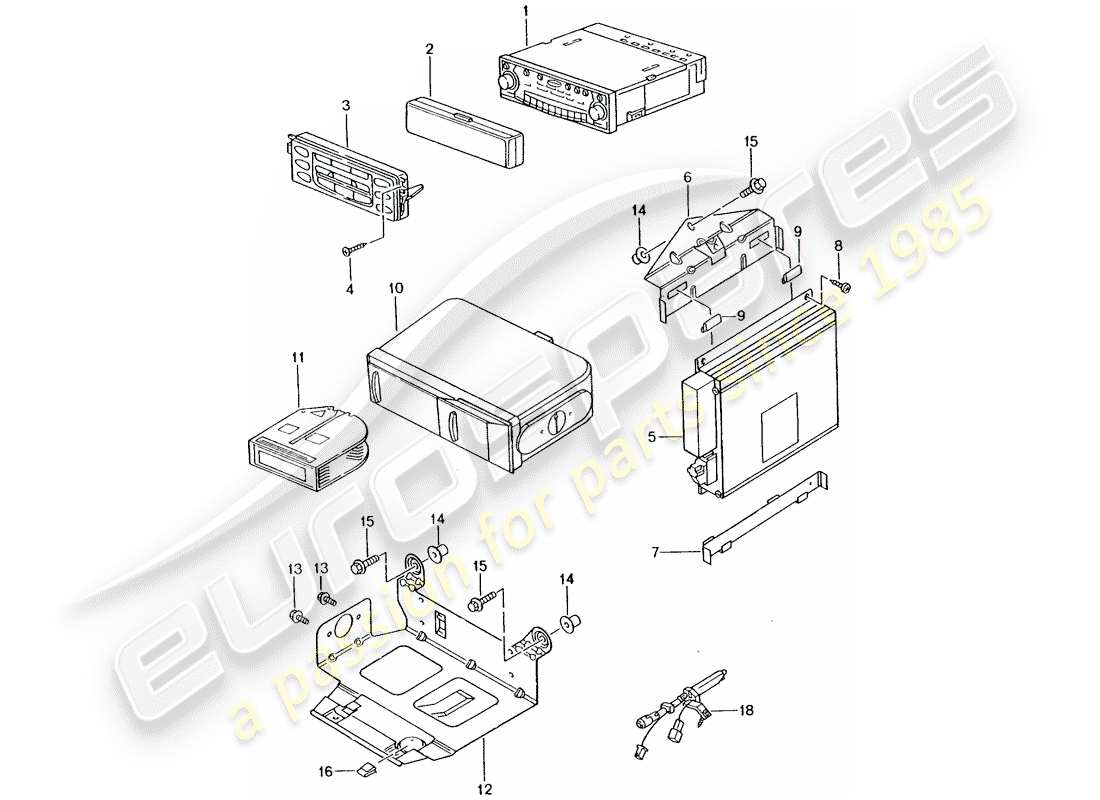 porsche 996 t/gt2 (2002) radio unit - amplifier - d >> - mj 2002 part diagram