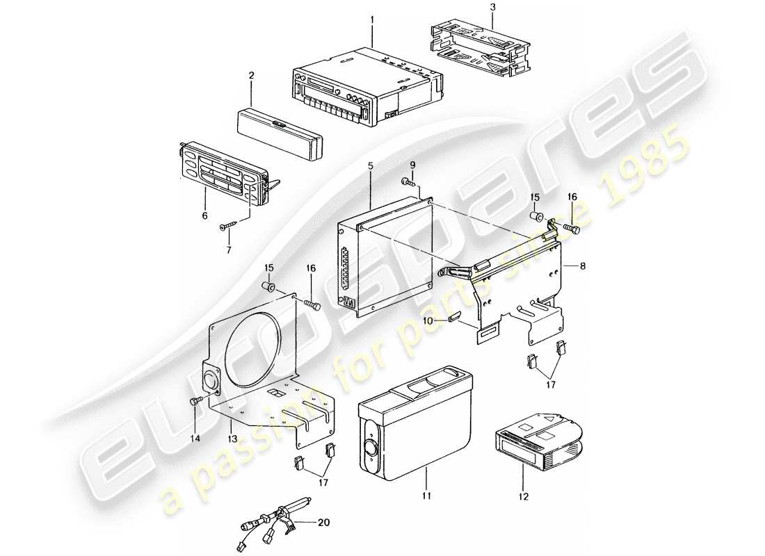 porsche boxster 986 (2002) radio unit - amplifier - d >> - mj 2002 part diagram