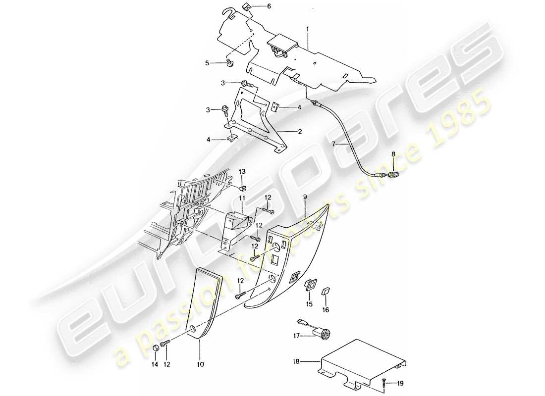 porsche 996 t/gt2 (2001) phone preparation part diagram