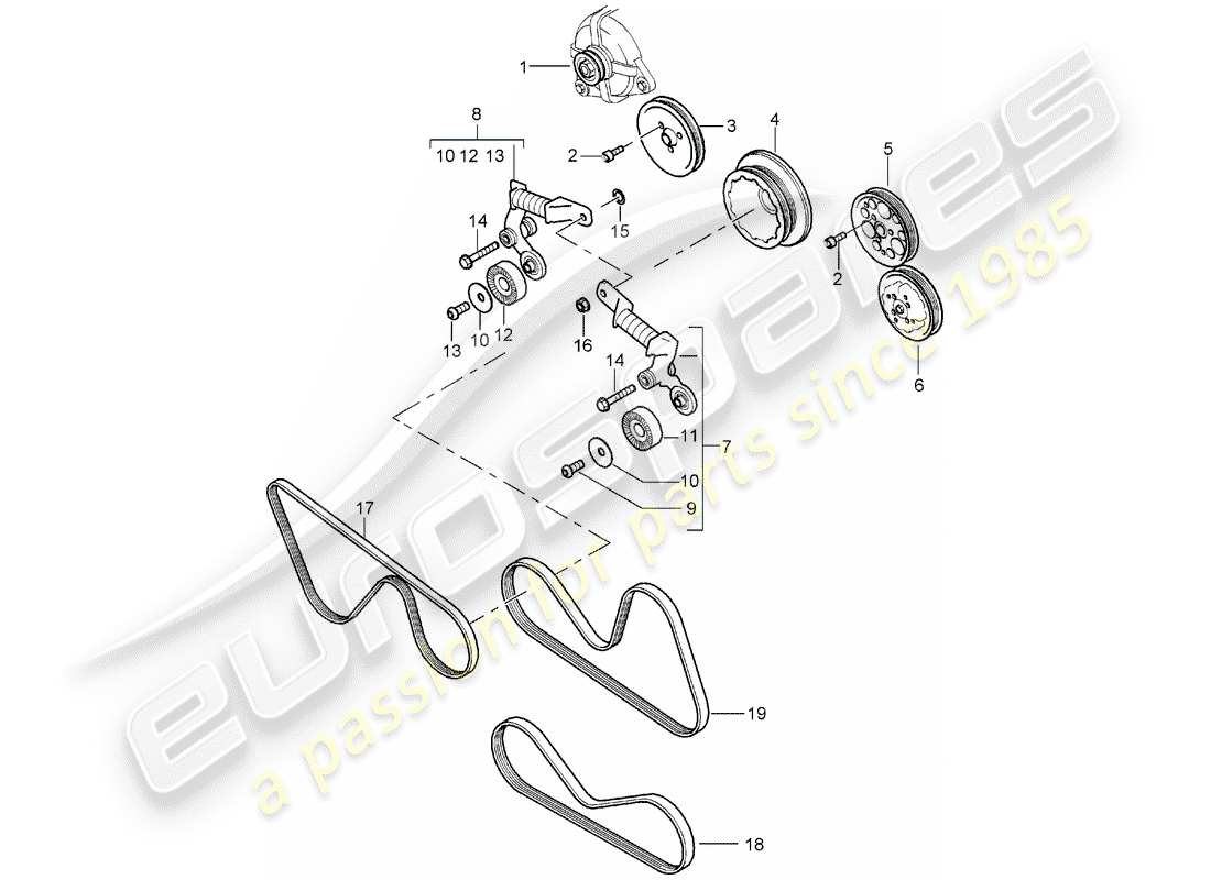 porsche carrera gt (2006) belt tensioner - belt drive part diagram