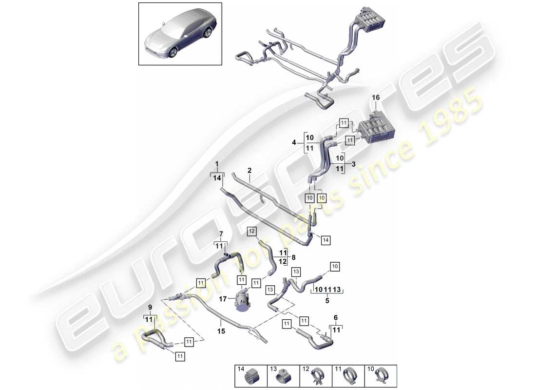 porsche panamera 971 (2019) heater part diagram