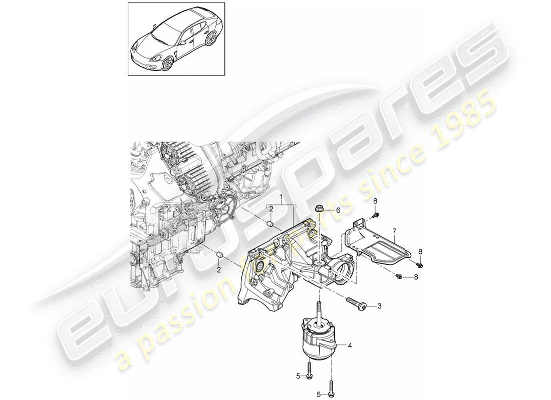 porsche panamera 970 (2012) engine suspension part diagram