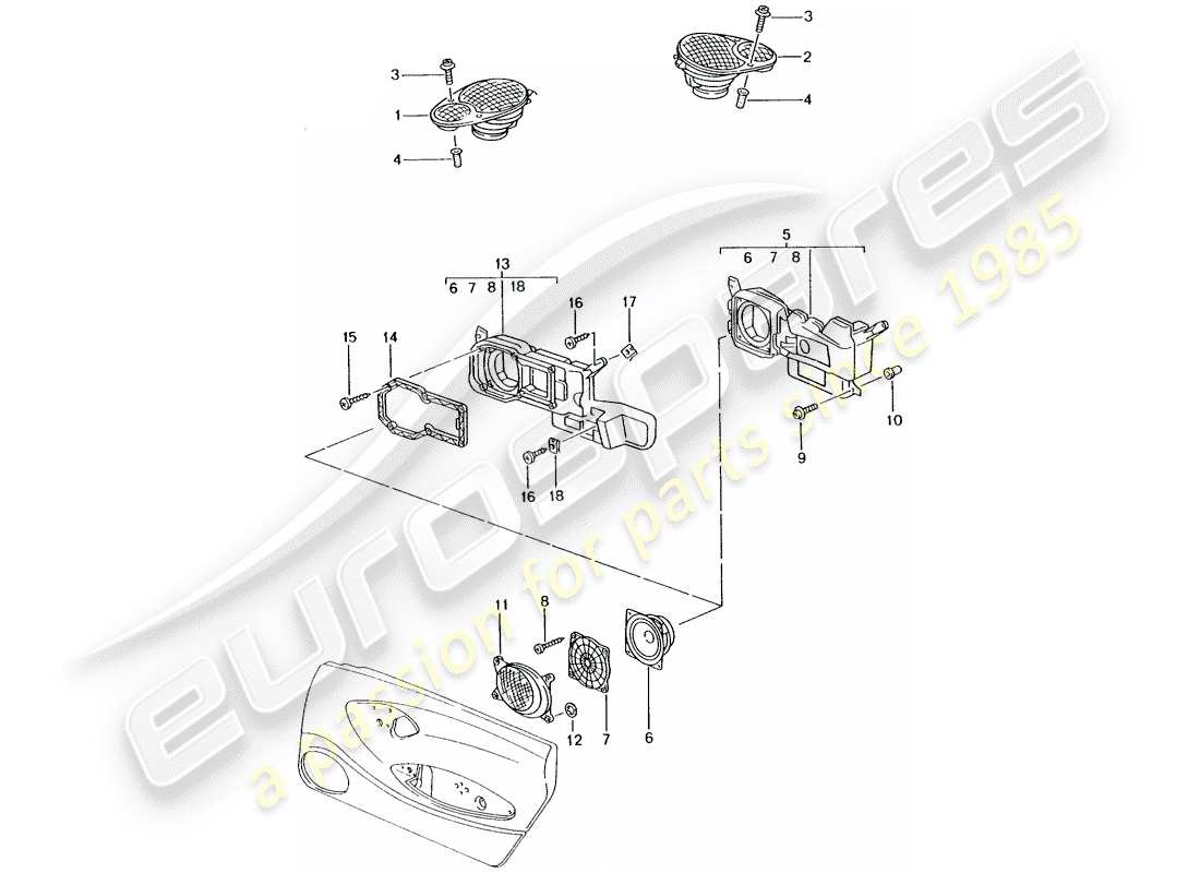 porsche boxster 986 (1999) loudspeaker - loudspeaker - m 680/mj.02- - see illustration: part diagram