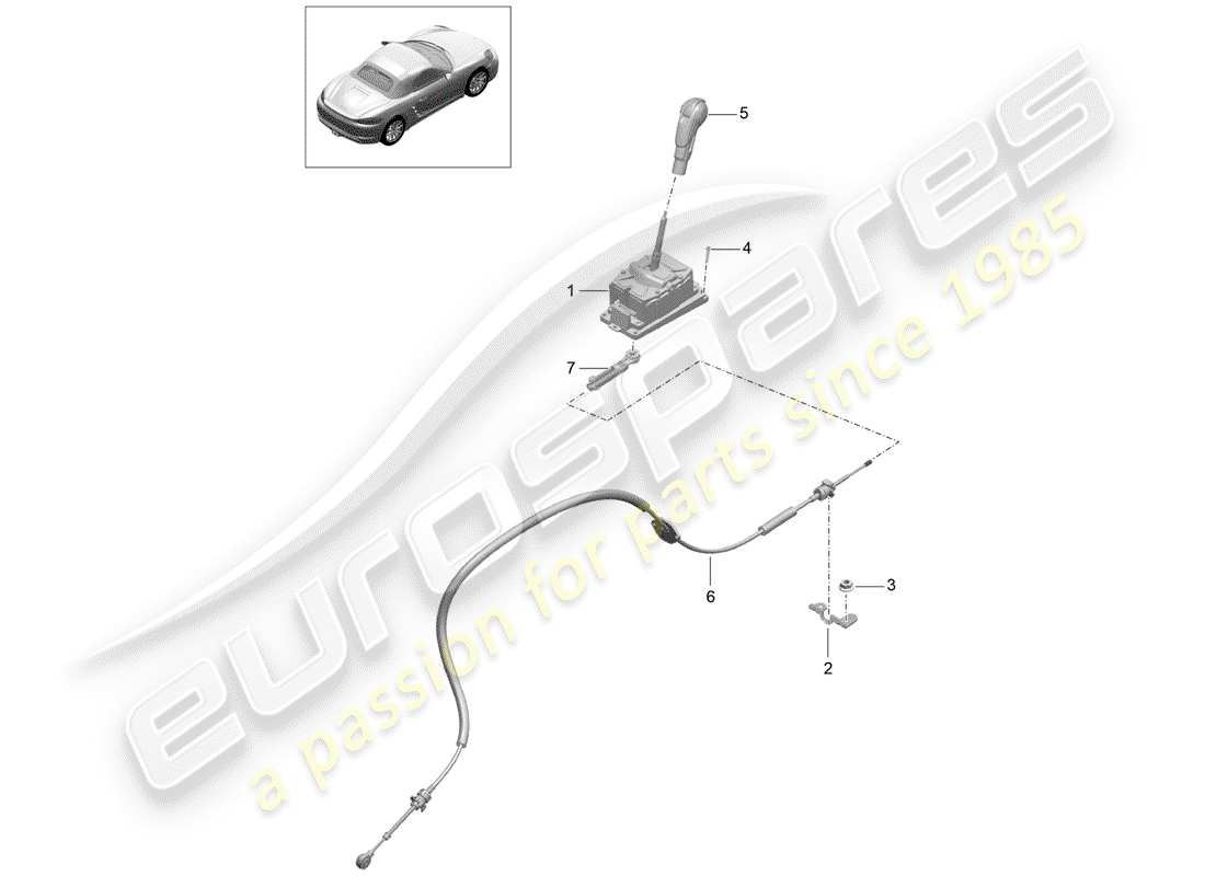 porsche 718 boxster (2020) selector lever part diagram