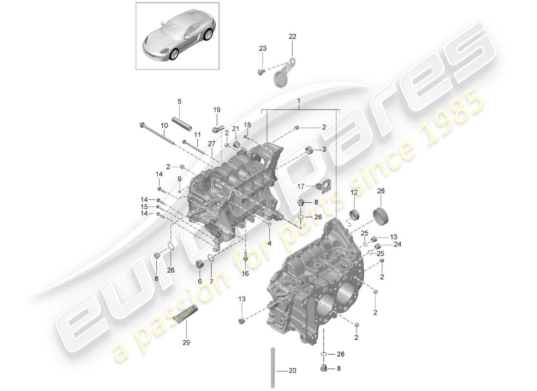 porsche 718 cayman (2018) crankcase part diagram