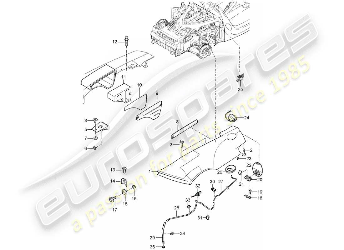 porsche carrera gt (2006) fender part diagram