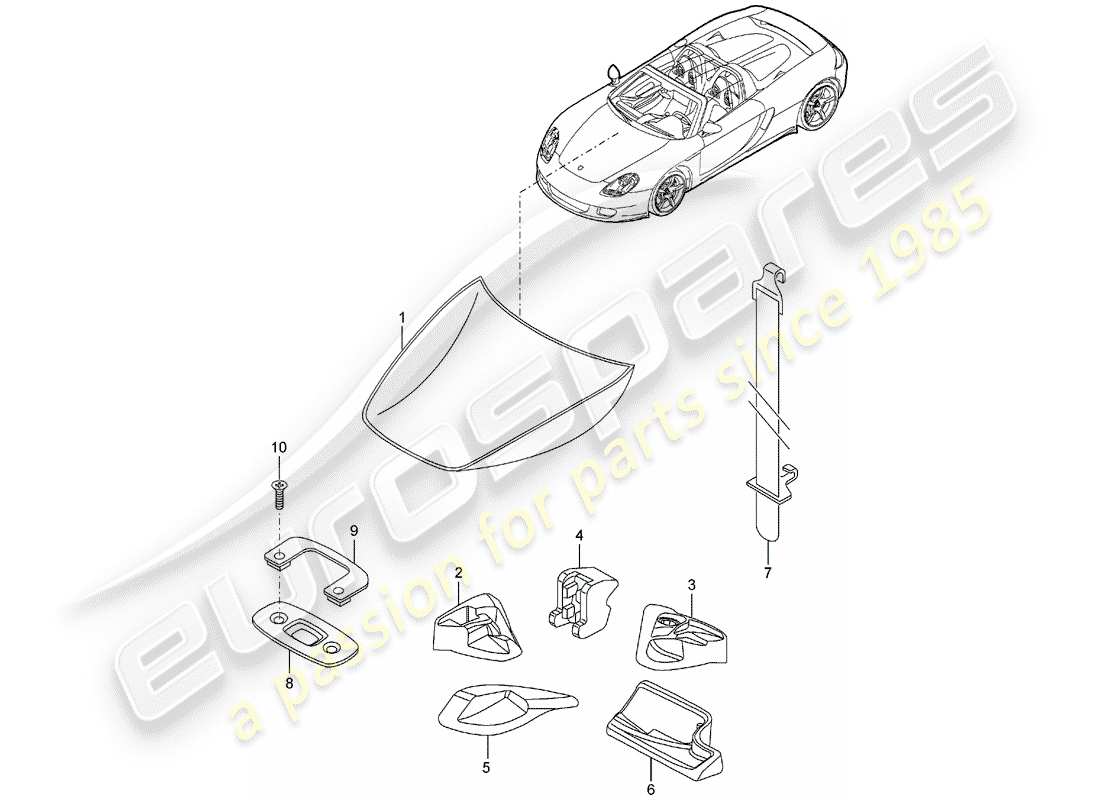 porsche carrera gt (2006) boot lining part diagram