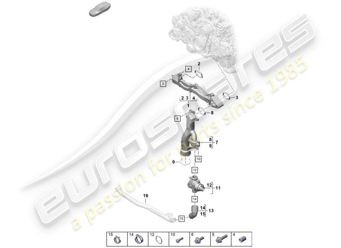 porsche boxster spyder (2020) sub-frame part diagram