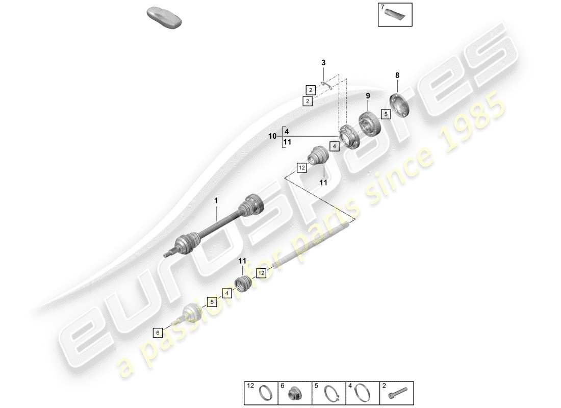 porsche boxster spyder (2020) drive shaft part diagram