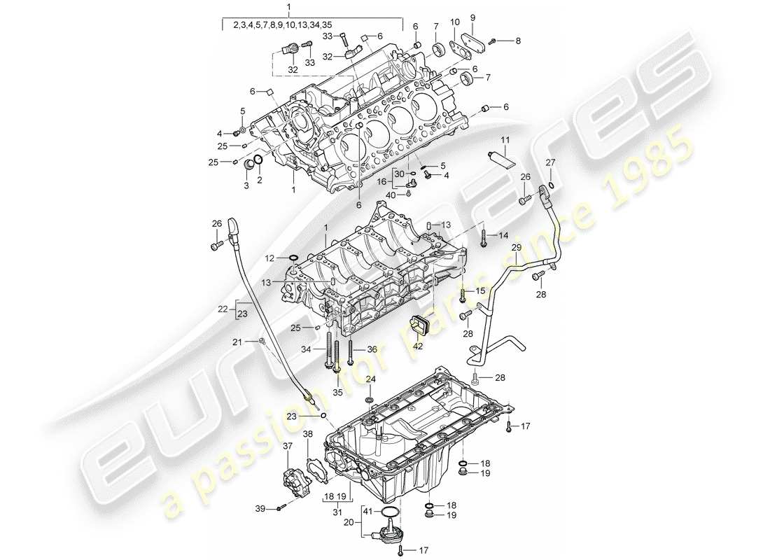 porsche cayenne (2006) crankcase part diagram