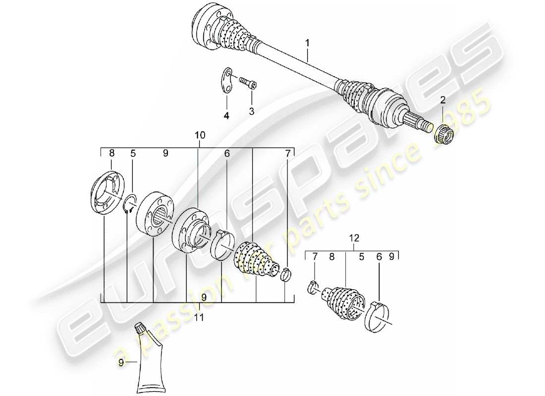 porsche cayenne (2006) drive shaft part diagram